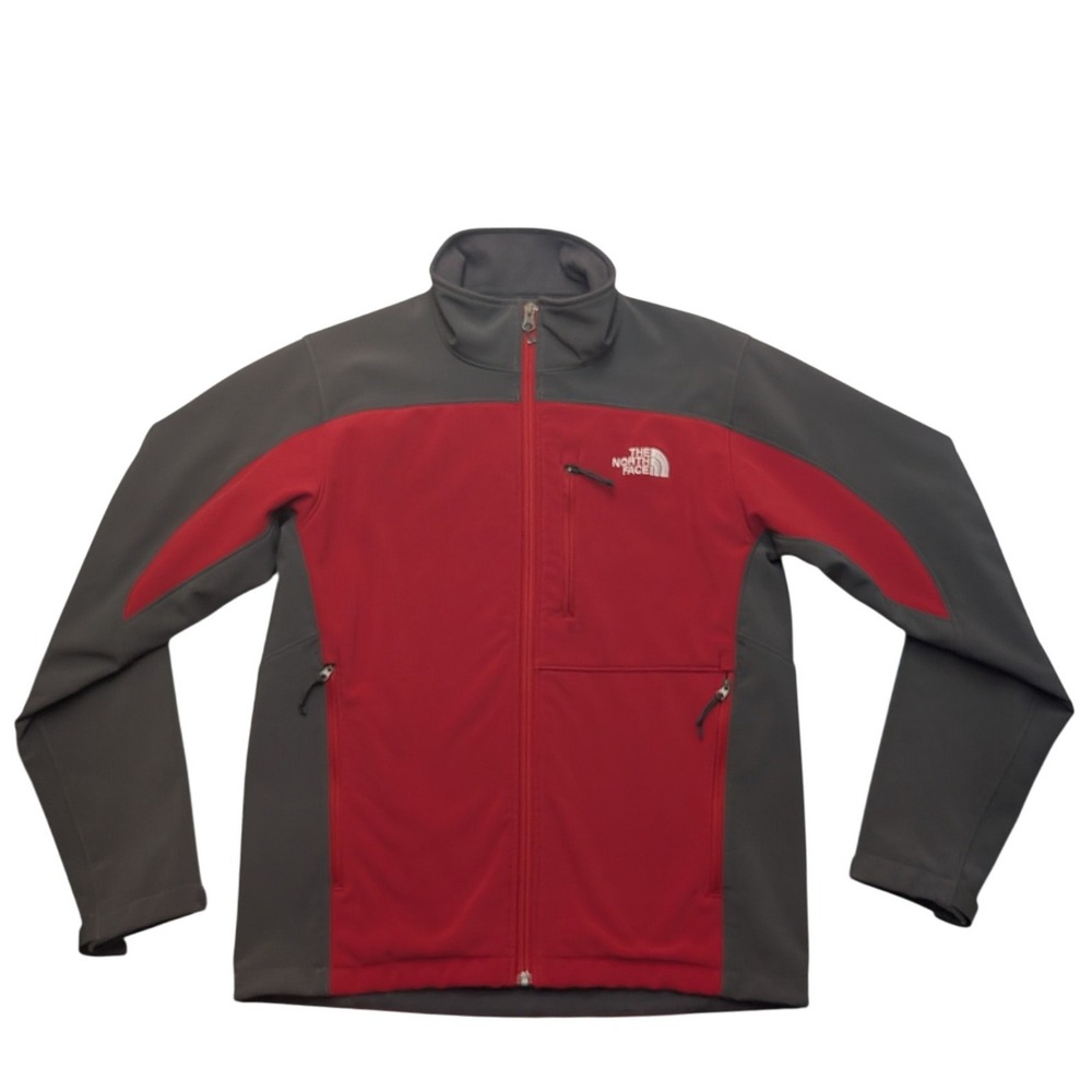 The North Face Apex Bionic Jacket Mens Small Red Grey Softshell Windproof Zip